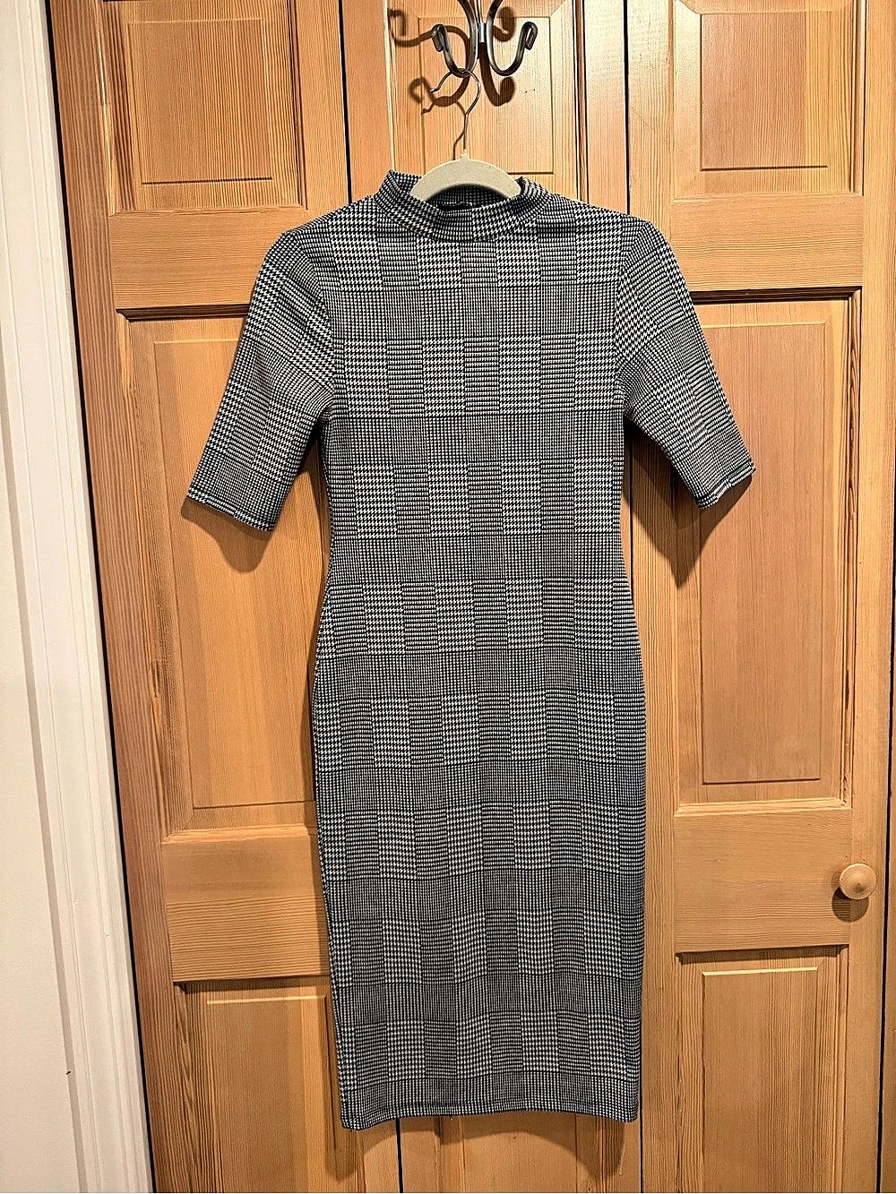 Popular Basics Houndstooth Midi Dress Black & White Size Small Like New